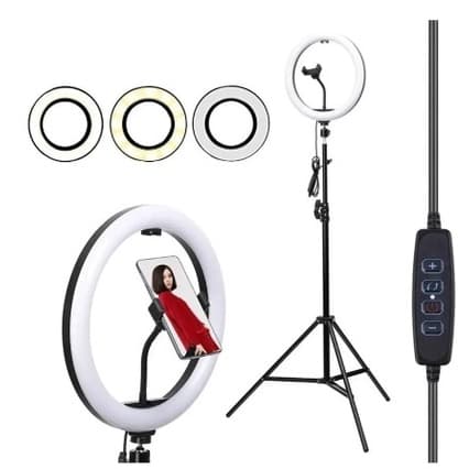 Ring Light Iluminador Anel Luz 30cm 12 Polegadas Tripé 2,1m Podcast Blogueira