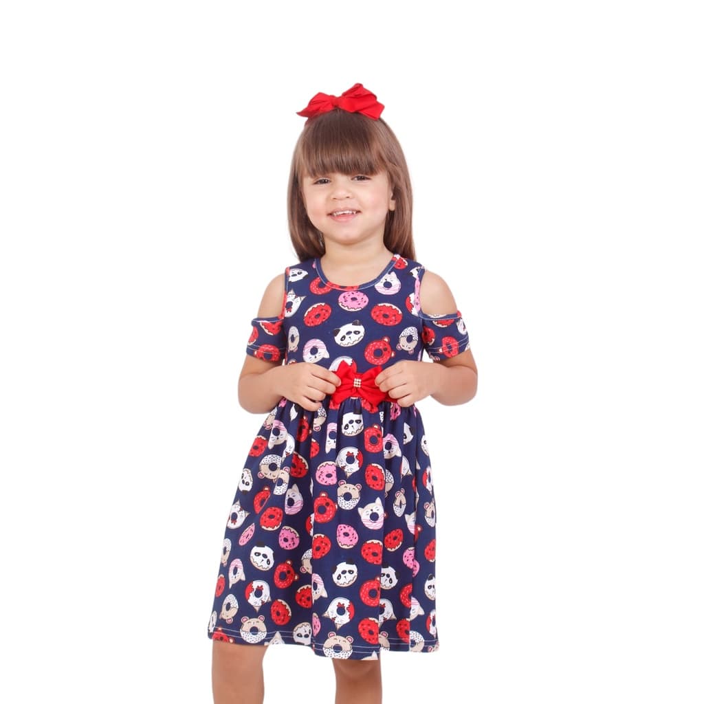 kit com 3 vestidos infantil de cotton super confortável, atacado para revenda