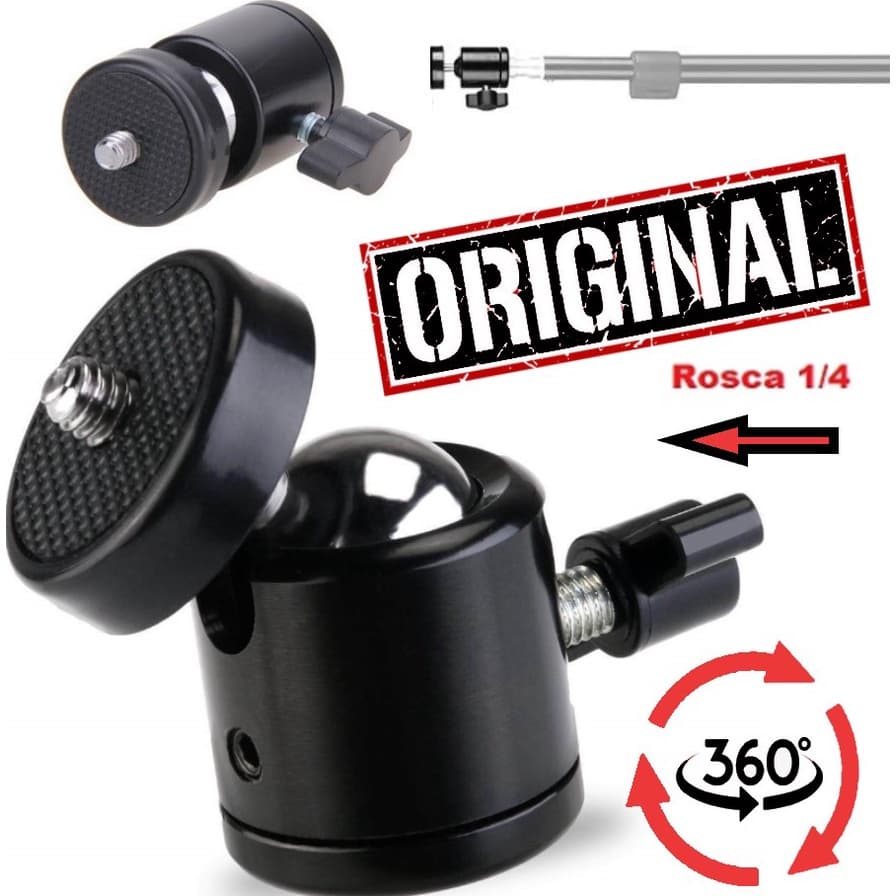 Adaptador Ballhead Suporte Cabeça Para Tripe Ring Light Webcam Câmera Sapata Pedestal Rosca Bola Rotativa 1/4 360 Grau