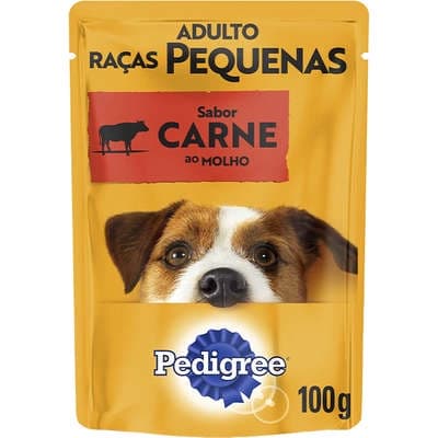 36 saches Ração Úmida Pedigree Sachê Carne ao Molho Cães Adultos de Raças Pequenas