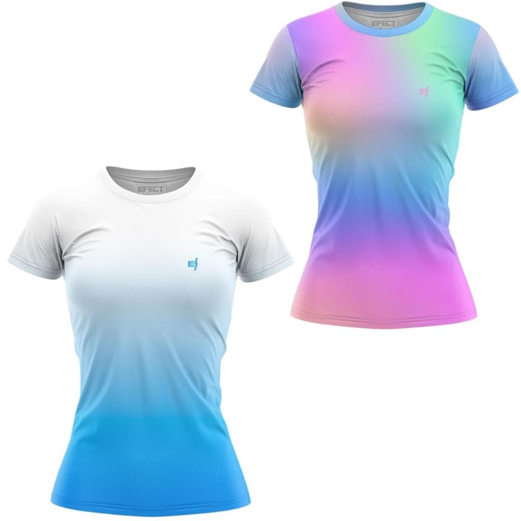 Kit 2 Camiseta Blusa Feminina Academia Treino Fitness Camisa Dry Fit ante odor Caminhada Protecao UV