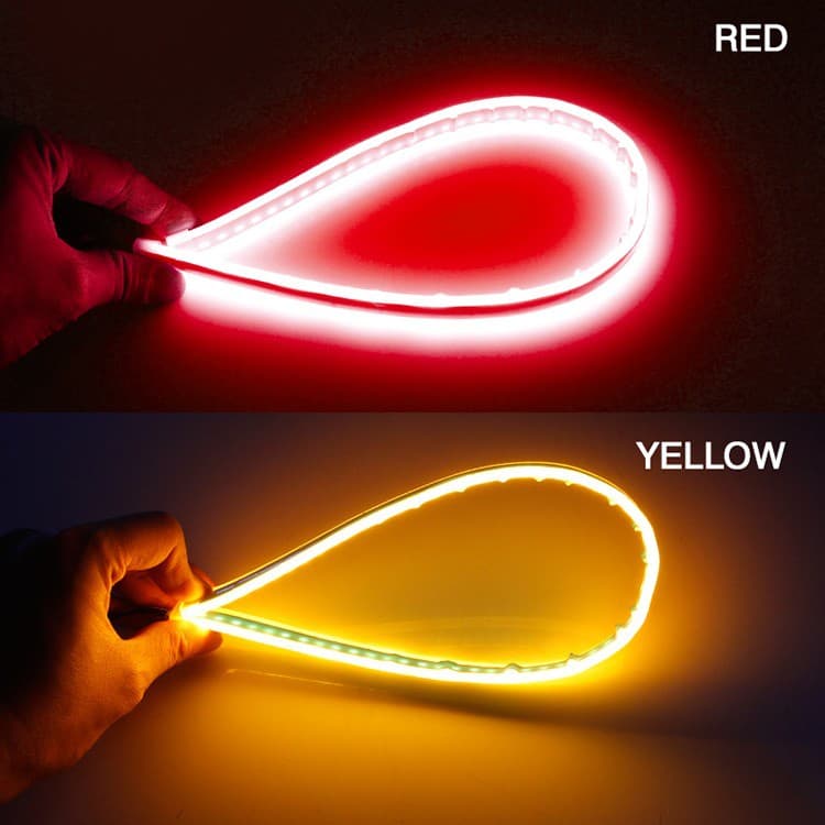 Par Fita Barra Led Sequencial Âmbar e Vermelha Seta Lanterna Freio Drl