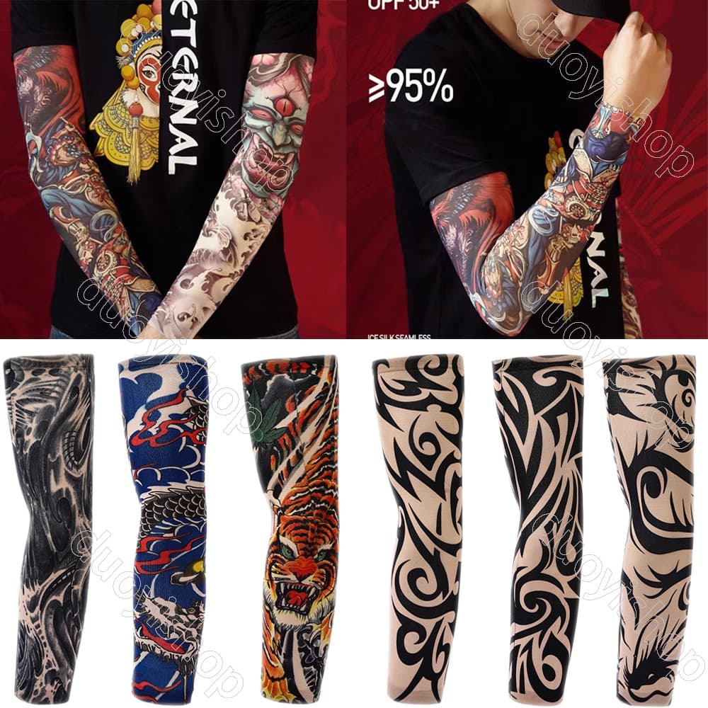 1 Par (2Pçs) Mangas De Braço Anti-Uv / Pó / Manga Tatuagem Para Pesca / Motocicleta / Bicicleta