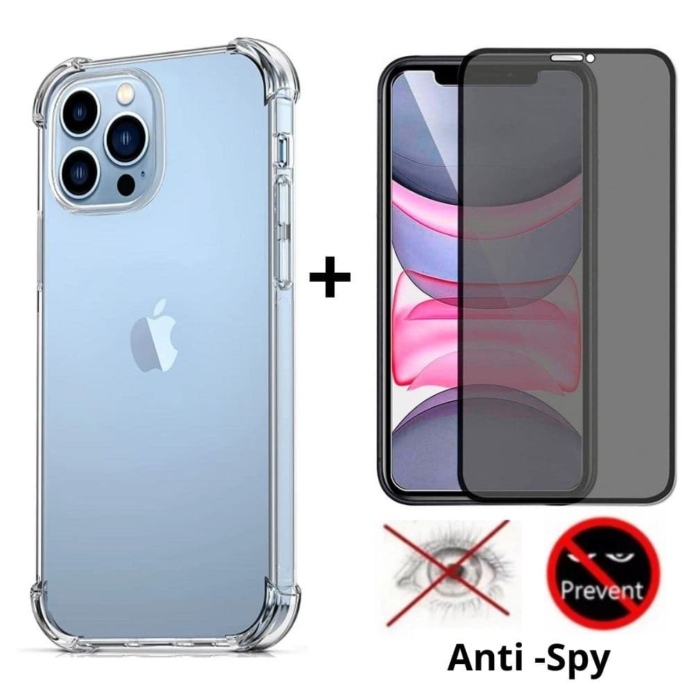 Capa + Película 3D Privacidade Compatível iPhone 7 8 X XS XR XS Max 11 12 Pro Max