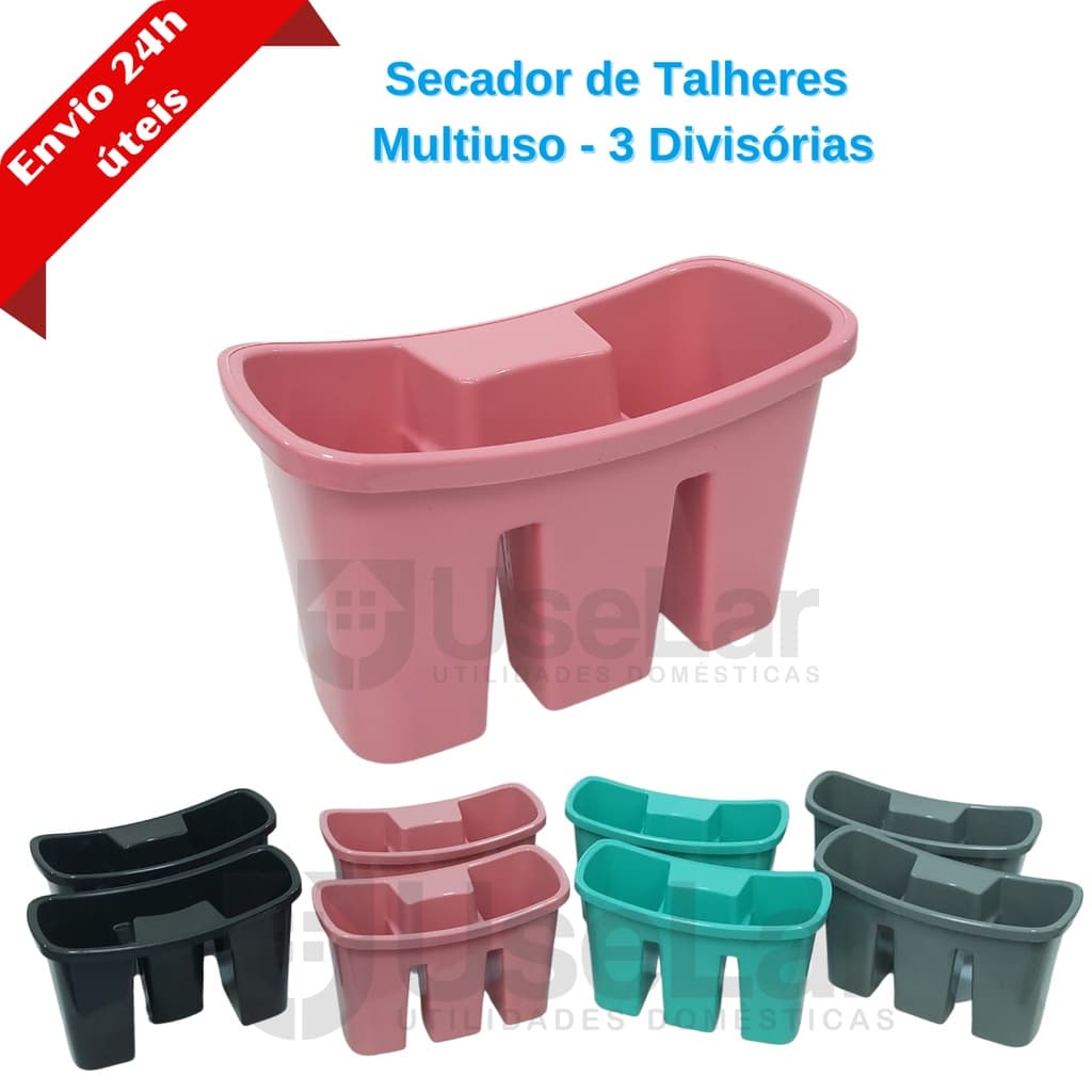 Secador de Talheres Plástico Organizador Escorredor com Divisórias