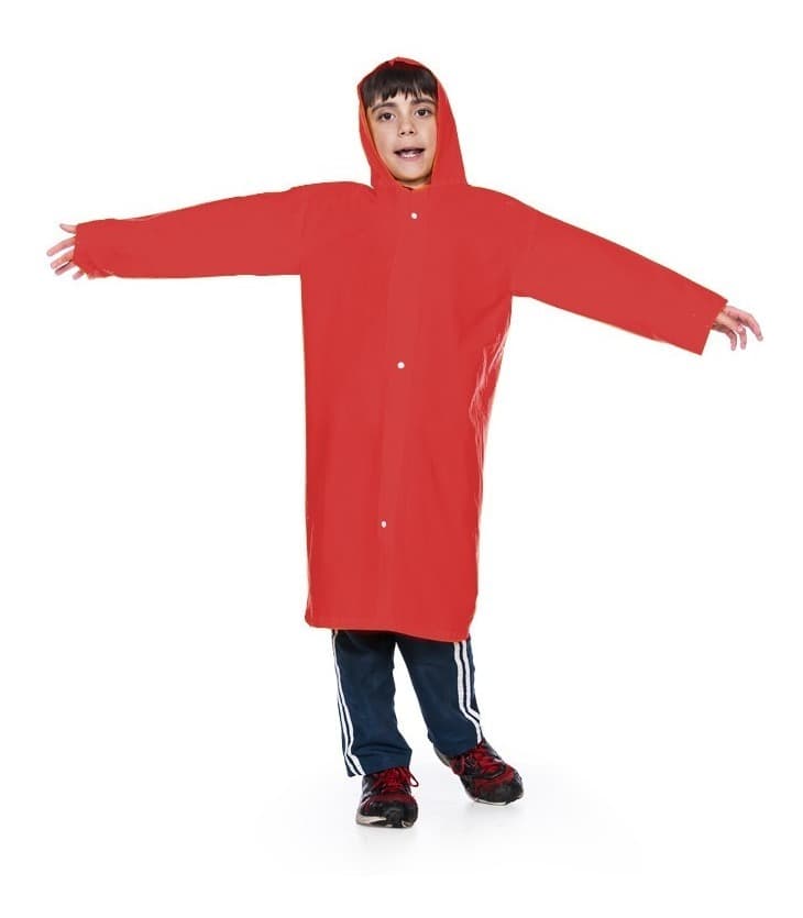 Capa De Chuva Napinha Infantil Tamanho Vermelho P