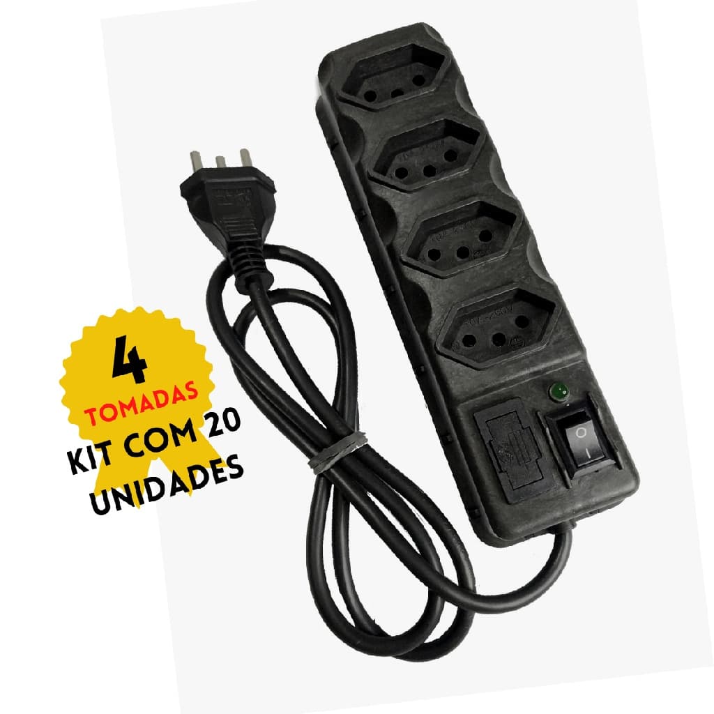 Kit 20 Filtros De Linha Eletrico 4 Tomadas Eletricas