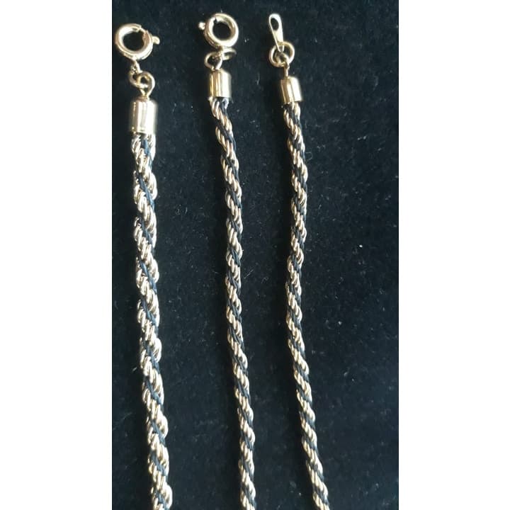 Kit Cordão Baiano e Pulseira Baiano, Prata com Preto