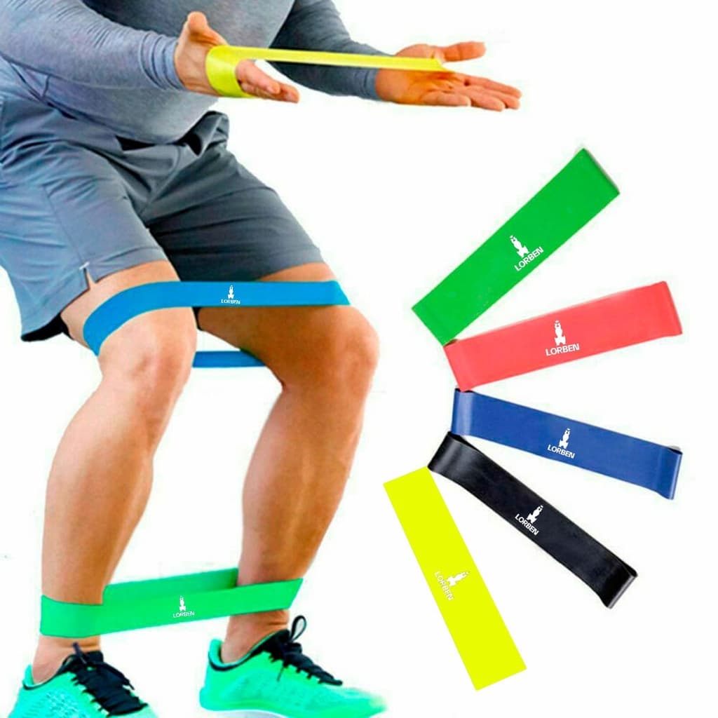 Kit Mini Band 5 Faixas Elásticas Exercício Funcional Pilates Ginástica GT891 Lorben