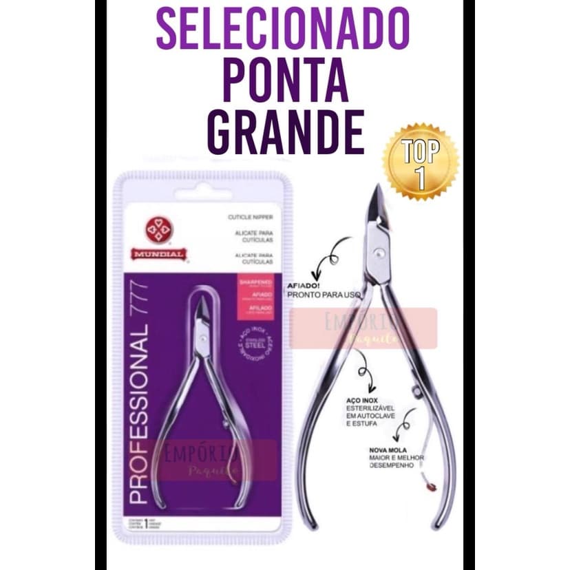kit 2 alicates mundial 777 profissional inox manicure unha