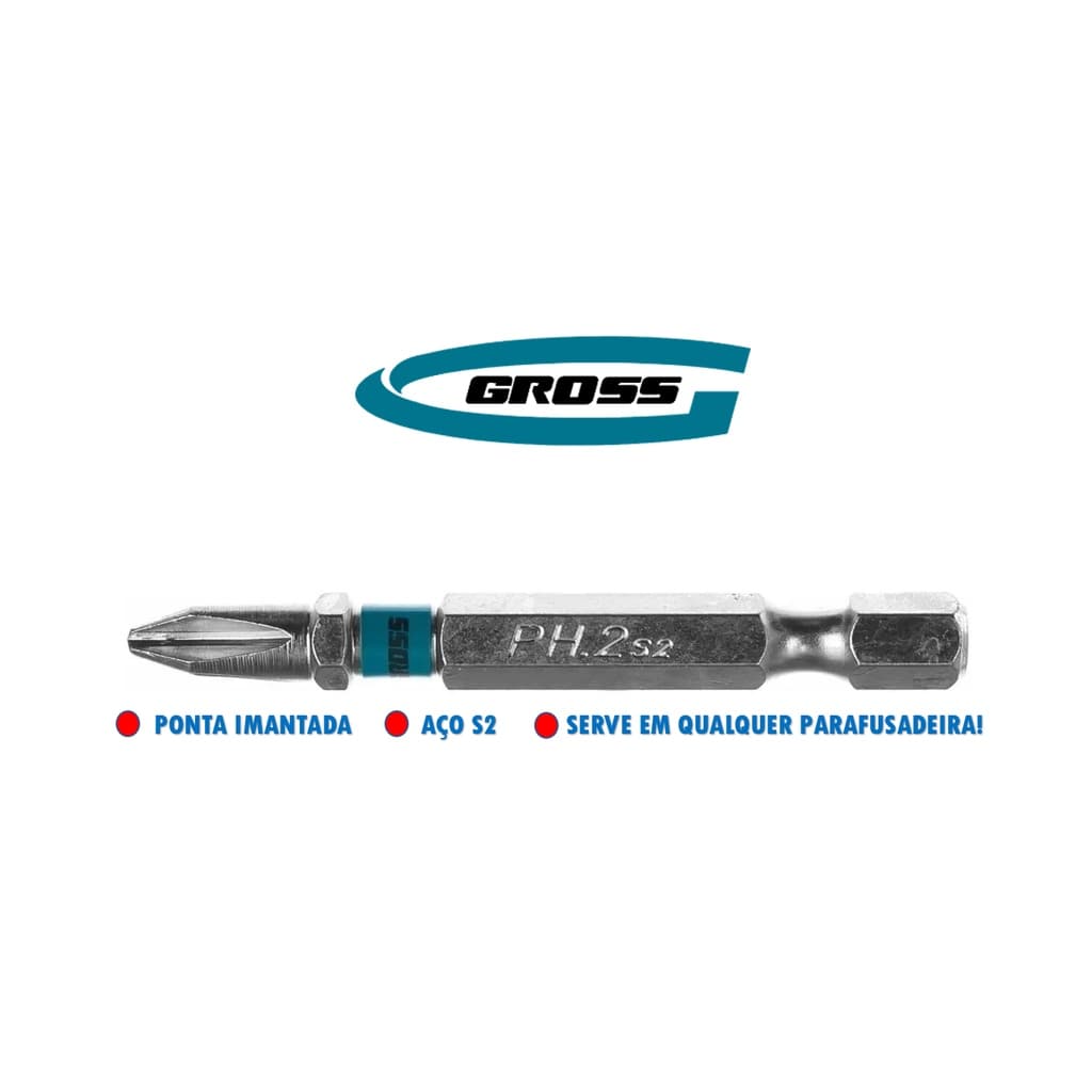 Ponteira Bits Parafusadeira Ponteira Philips Imantado - Gross 50mm - 1 peça