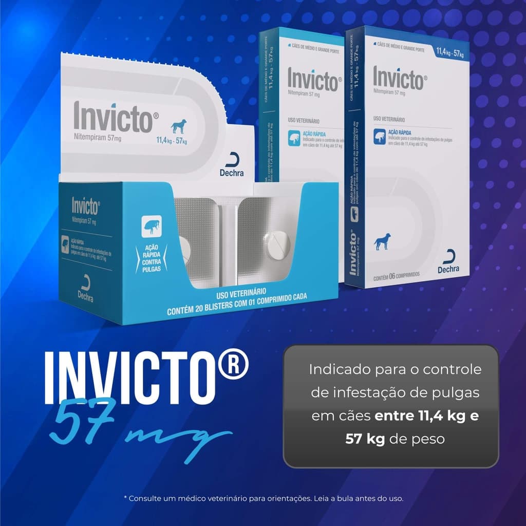 Invicto 57mg Antipulgas e Carrapatos para cães Remédio para Pulgas e Carrapatos Alívio de Coceira