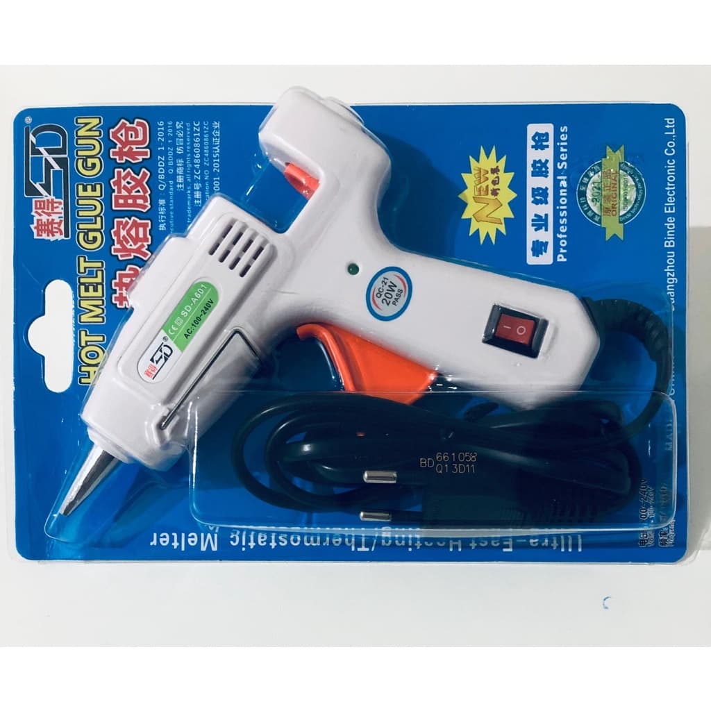 Pistola Aplicador de Cola Quente Pequena Branca Liga Desliga 20W (1 Unidade) para Artesanato