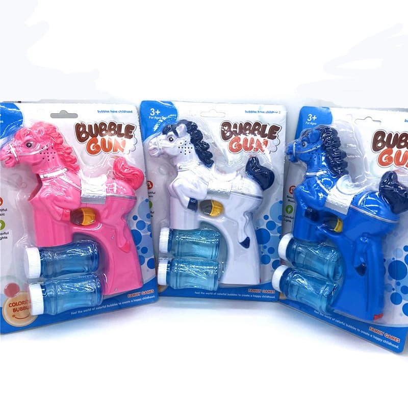 Pônei de palco colorido soprando máquina de bolhas elétrica de brinquedo para crianças pistola de bolhas automática Novos especiais da loja