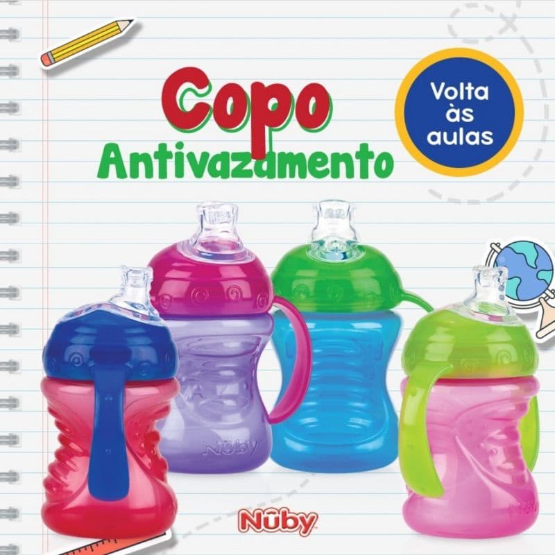 Copo de Transição para Bebê com Bico de Silicone E Alça 240ml Nuby Antivazamento
