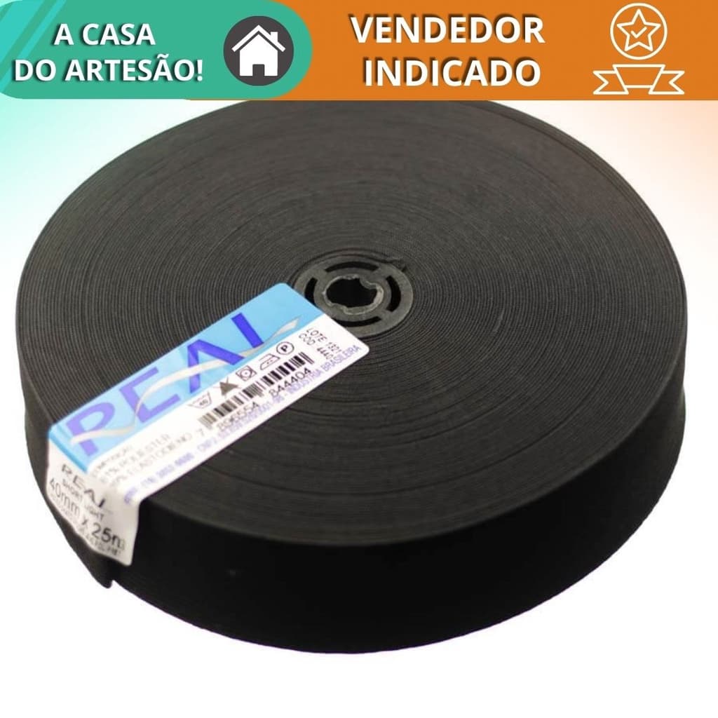ELÁSTICO REAL CHATO PRETO   25 METROS