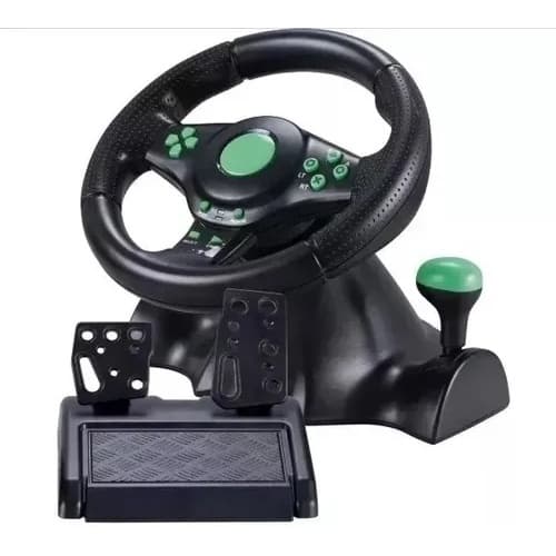 Volante De Vibração Gamer Com Pedais E Cambio Para Xbox360 Pc Ps2 Ps3 Preto Giro 180º - Kp-5815a