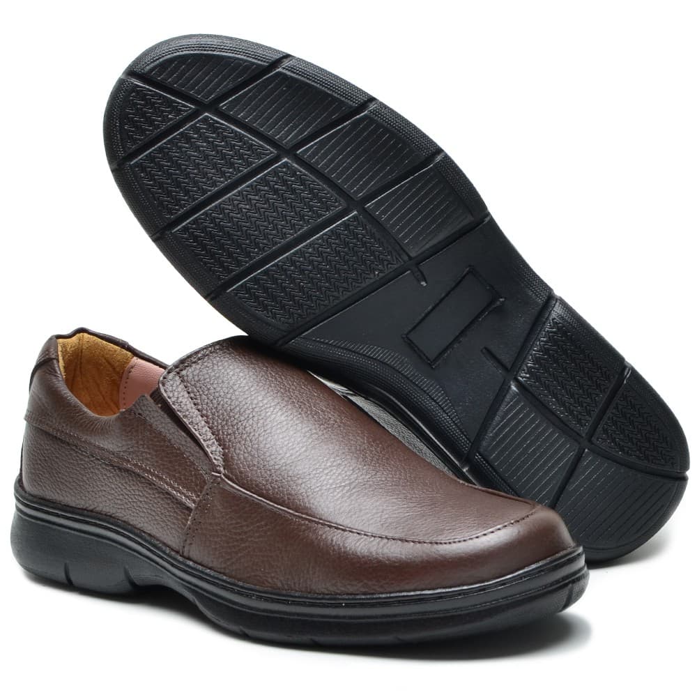 Sapato Masculino Social De Couro Confort Chocolate Cla-Cle