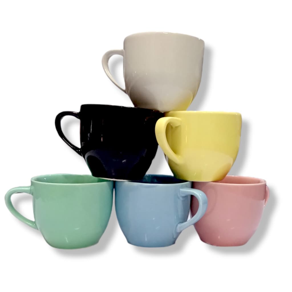 Jogo 6 Xicara Café Chá Porcelana 170ml Colorida