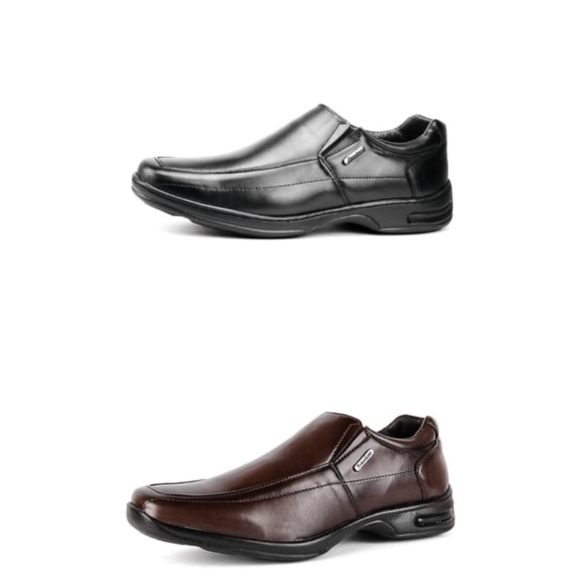 Kit 2 Pares Sapato Social Masculino Sem Cadaço Bico Quadrado Confortável Macio Básico Liso Barato