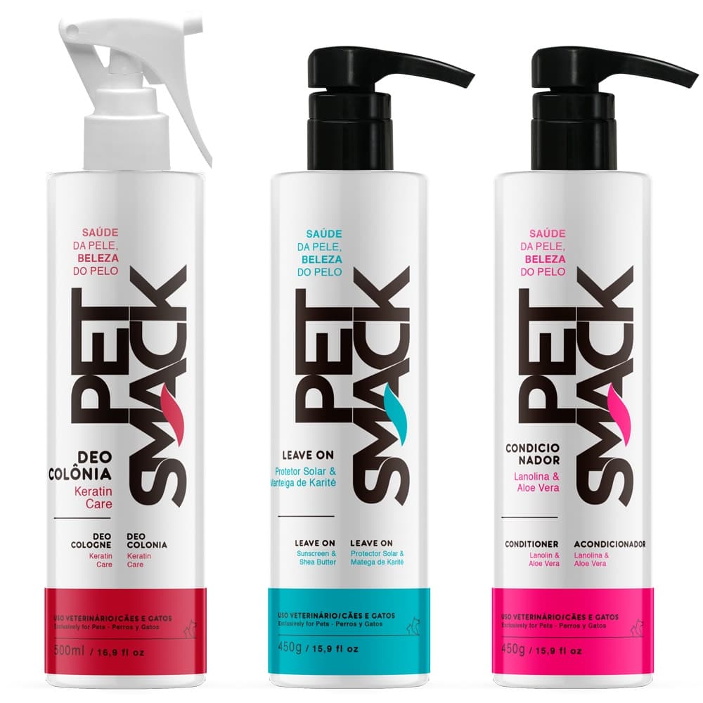 Kit Protetor Solar Leave On - Deo Colonia Keratin - Condicionador Pet Smack - Centagro Pet Shop