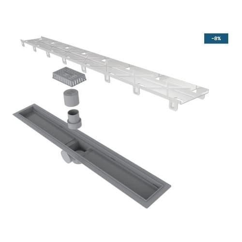 Ralo Versata  60x8 Cm Tampa Inox Invisivel  Saida Horizontal