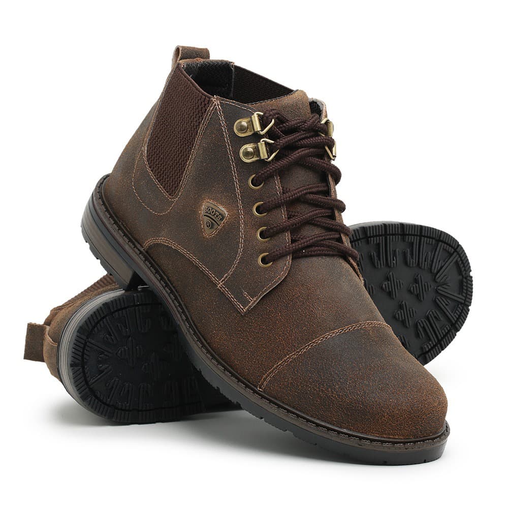 coturno bota tênis masculino coturno cano curto resistente couro legítimo camurça passeio trabalho