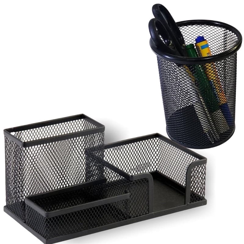 Kit Escritório  Organizador Porta  Treco Lápis  Caneta, Clips e Papel + Organizador Lápis