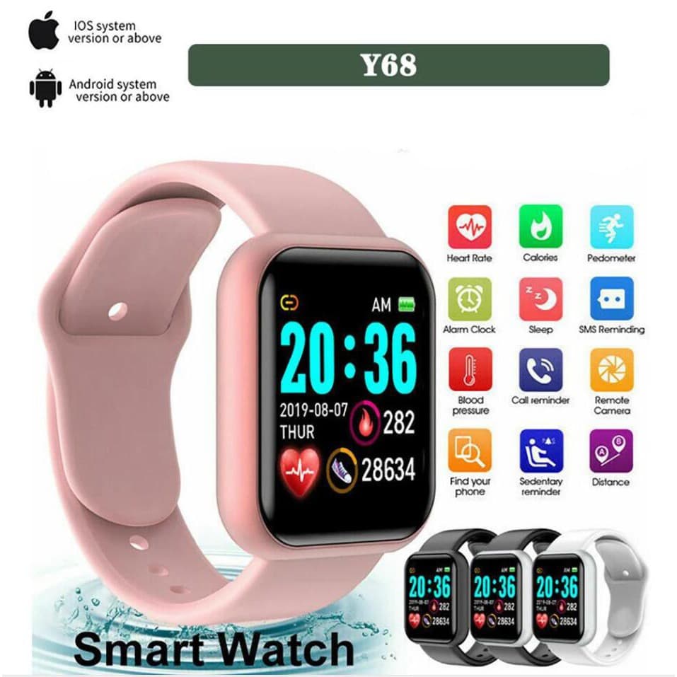 Y68/D20/GM20 Smart Watch Y68 À Prova D'água Com Rastreador De Freqüência Cardíaca Para iOS/Android