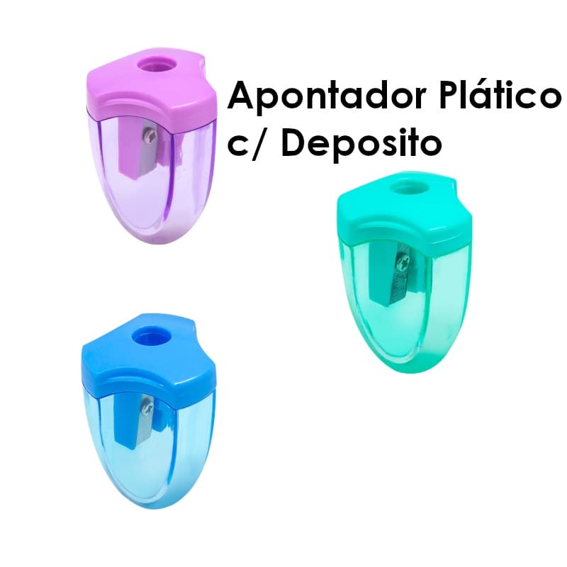 Apontador plástico C/ Depósito BRW - Cor Pastel