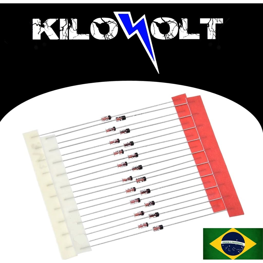 Diodo zener 10 peças (1/2W) 3v3/4v7/5v1/6v2/6v8/8v2/10v/12v/15v/16v/18v/20v/24v/30v