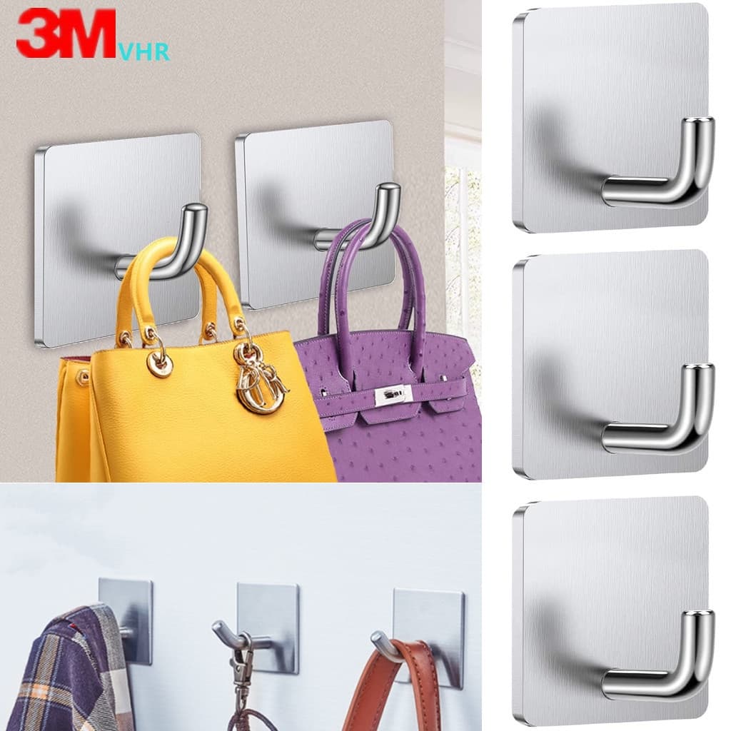 1pcs/2pcs/6pcs 3M Cabide Gancho Adesivo De Parede De Aço Inoxidável Suporte De Chão