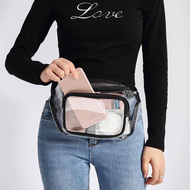 ROS Pack Cintura Transparente Bolsa Viagem Hip Bum Small Purse Chest Pho