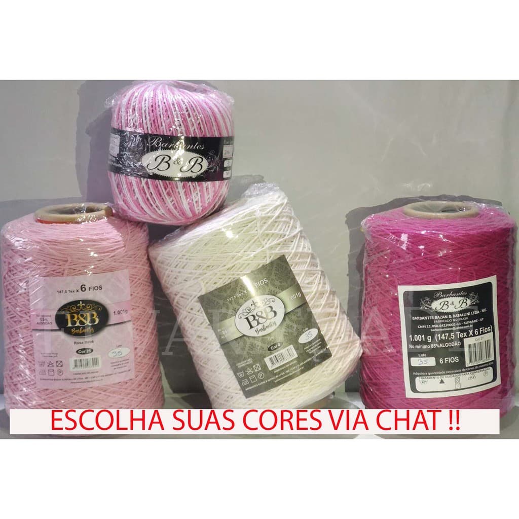 3 Barbantes B&B 1KG/6 ou 8 Fios + 1 Novelo 200 gramas mesclado Escolha suas Cores