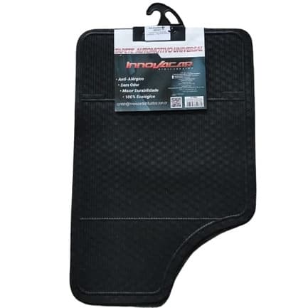 Jogo 4 Peças Tapete Carro Automotivo Policloreto Vanila PVC Preto Universal