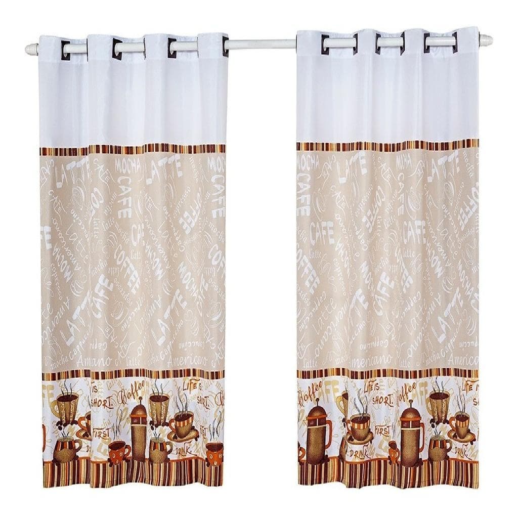 Cortina Para Cozinha Estampada com Ilhós