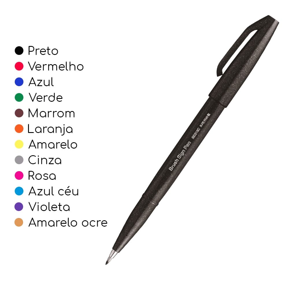Caneta PENTEL BRUSH SIGN PEN TRADICIONAIS - UNIDADE