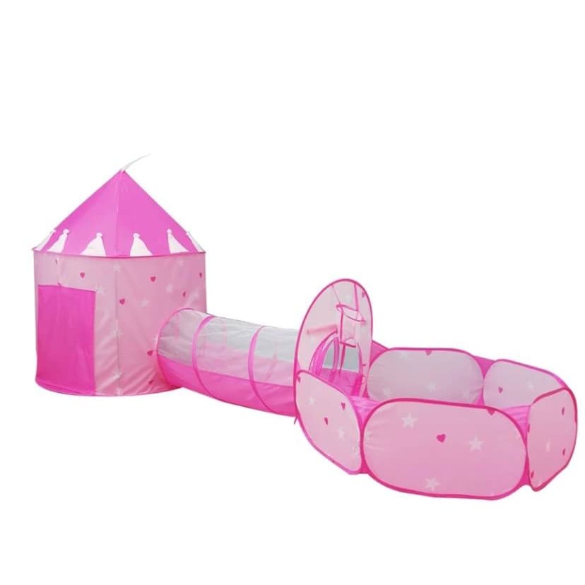 Tenda Toca Infantil Barraca 3x1 Túnel Piscina De Bolinha Cesta De Basquete Castelinho Melhor Presente