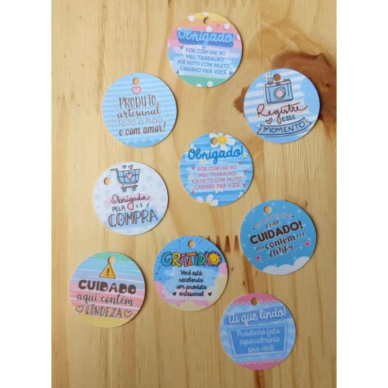 48 Tags Tons de Azul 4cm