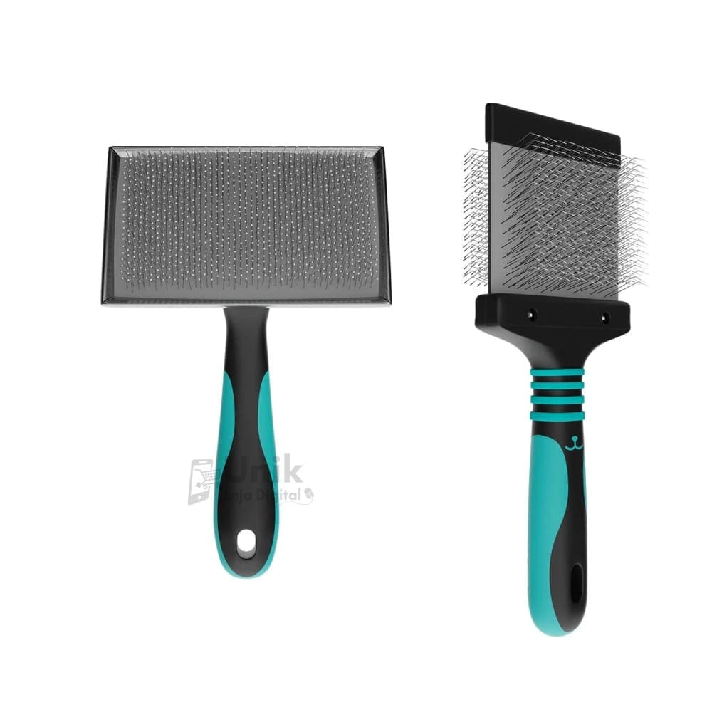 Kit Rasqueadeira Reta Grande c/ Bolinha Azul e Rasqueadeira Flexível Pinos Longos Macio Azul Propetz Original
