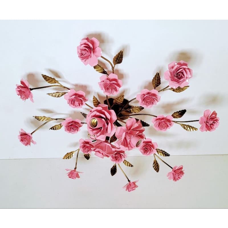 Mandala iluminação com flores 3 lâmpadas artesanal