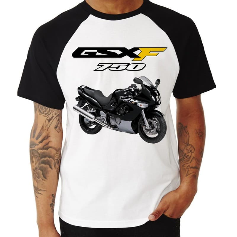 Camiseta Raglan Moto Suzuki GSX 750 F Katana Preta