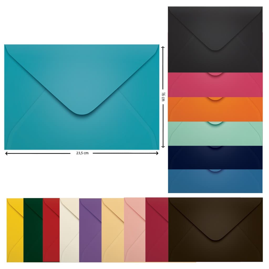 Envelope Convite Colorido Festas Casamento Chá de Bebê Aniversário 160x235 Scrity 100 Unidades