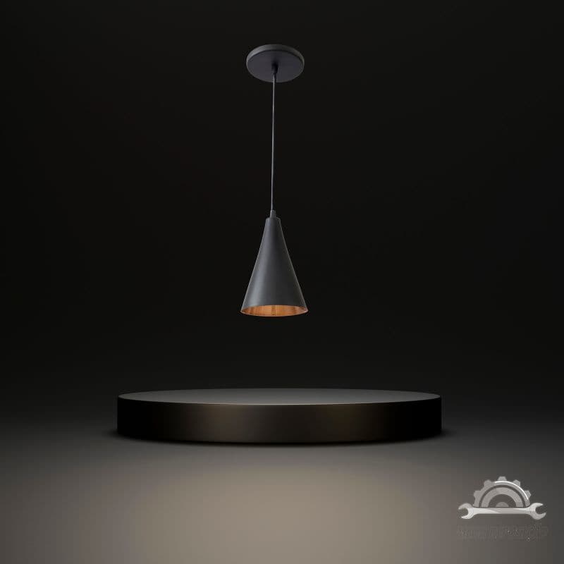 Conjunto C/1 Pendente Cone Preto Com Cobre Alumínio