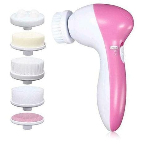 Escova de Limpeza Facial Elétrica 5 em 1 Portátil Massageadora Esfoliante
