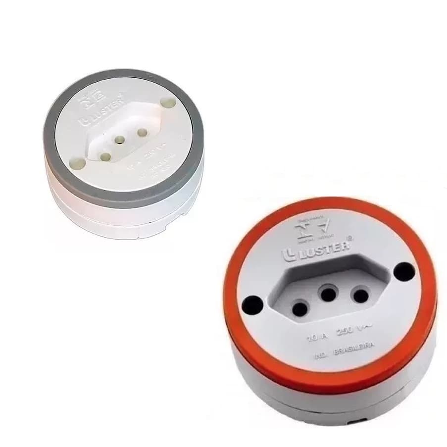 Tomada Redonda Externa Luster 10 Amperes 3 Polos