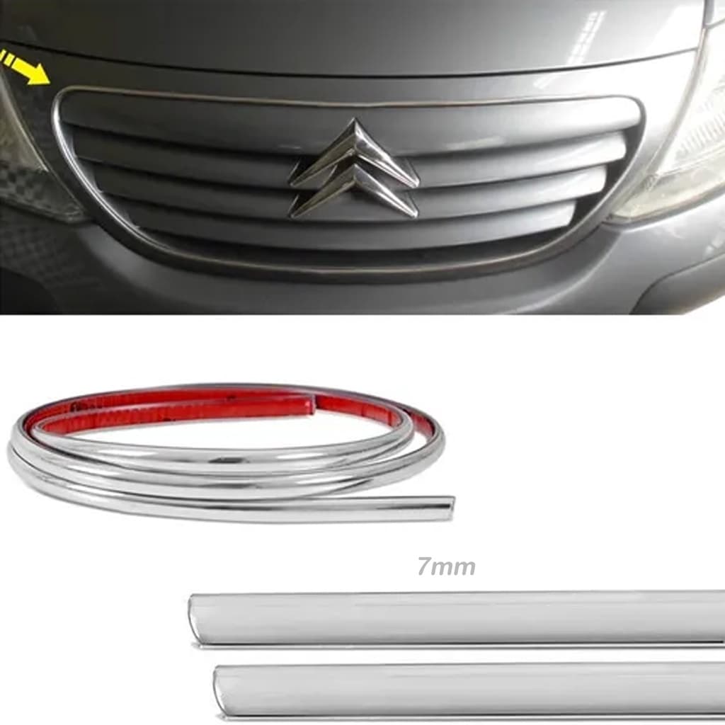 Aplique Fita Friso  Cromado Decorativo Grade Superior Citroen C3 2009 2010 2011