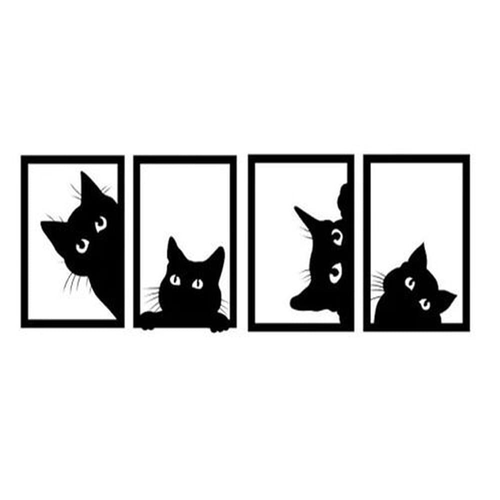 Quadro Decorativo 4 Gatos Preto
