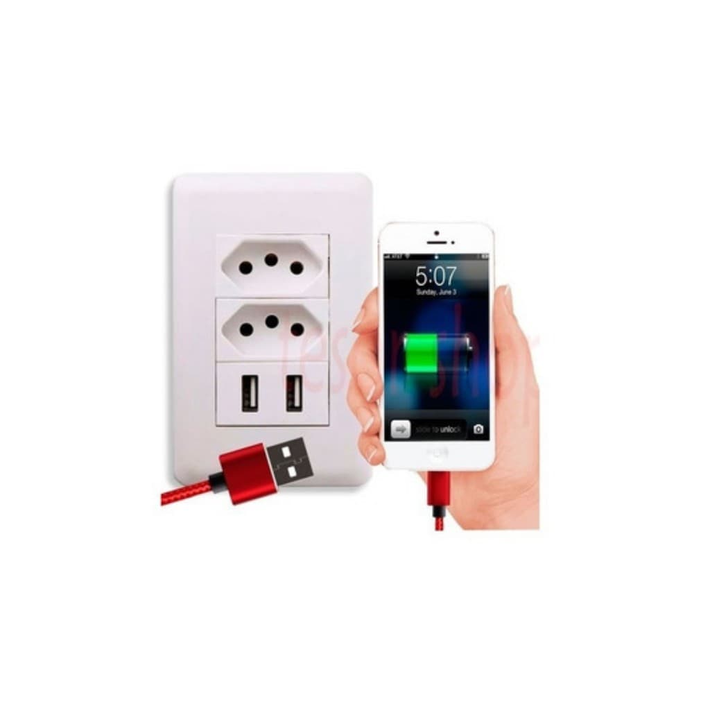 Tomada USB Para Parede Duo Bivolt