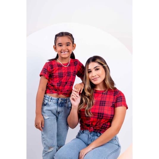 kit mãe e filha xadrez para festa junina, arraia, são joao